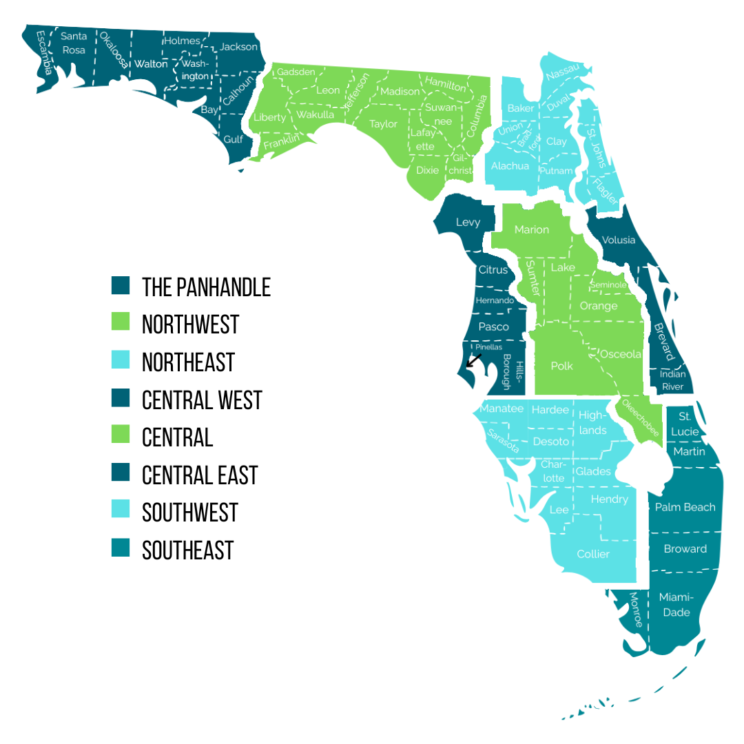 Map by Region no Logo-White Florida Regions<br />