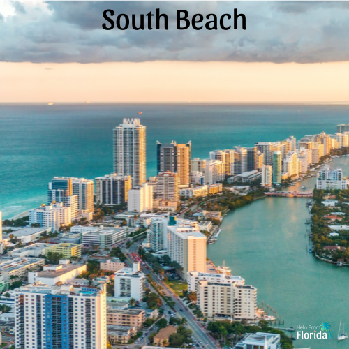 Helicopter view of South Beach, Miami Florida